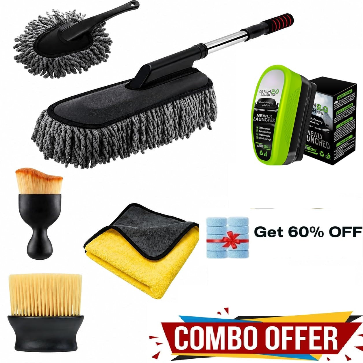 7 PCs Microfiber Car Duster Car Cleaning Kit