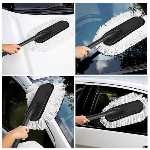 Car Duster Lint-Free & Scratch-Free Car Cleaner Brush with Long Handle, Strong Absorption, Cleaning Tool for Wet & Dry Car Dust Cleaner Features Wax Coating for 2X Better Performance
