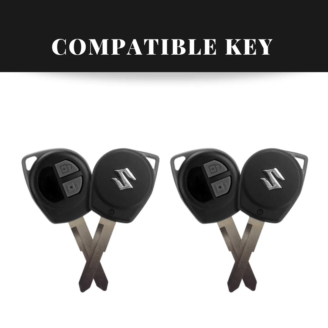 Leather Metal Key Cover for Maruti Suzuki S-Presso | Baleno | Fronx | Alto-800 | Ignis | Swift | Celerio | S-Cross | Ritz | Ciaz | SX4 | Ertiga | Wagon-R | XL 6 | Dezire | Vitara Brezza Flip Key (2 Button Flip Key) Leather Key Cover