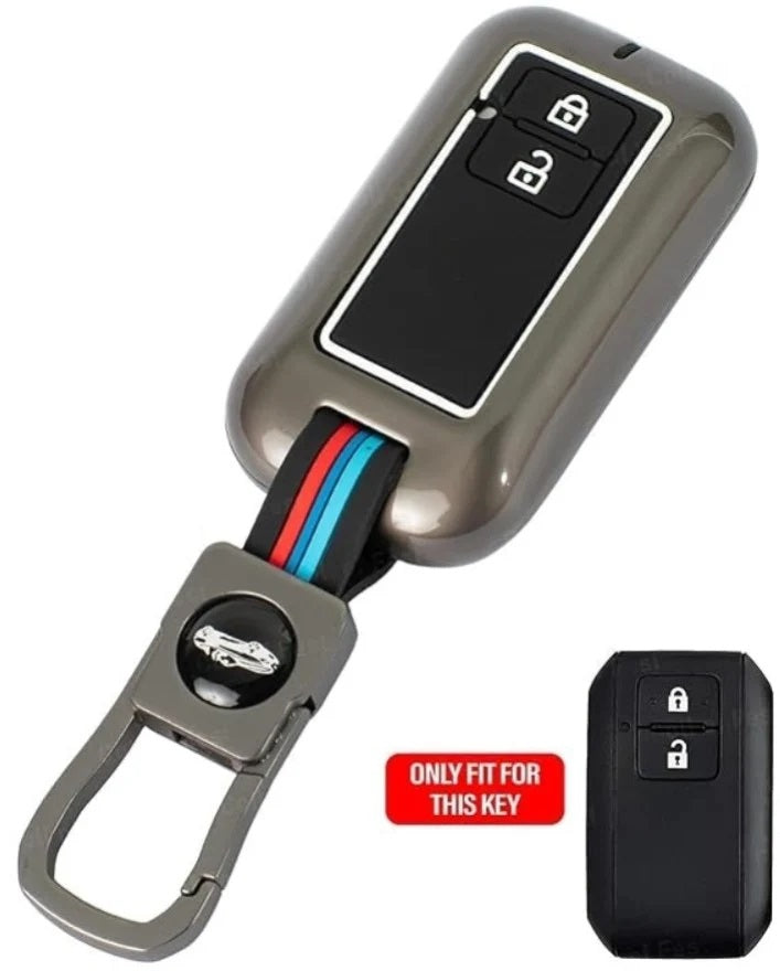 Toyota Hyryder | Glanza | Urban Cruiser Luxury Premium Metal Smart Car Key Cover Soft Silicon Car Case Key Case With Key Chain ( 2 Button )