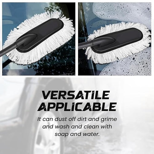 Car Duster Lint-Free & Scratch-Free Car Cleaner Brush with Long Handle, Strong Absorption, Cleaning Tool for Wet & Dry Car Dust Cleaner Features Wax Coating for 2X Better Performance