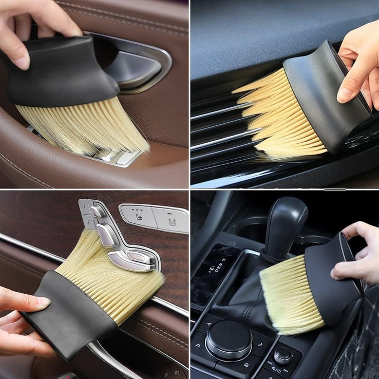3Pcs Car Duster Kit - Microfiber Car Cleaning Brush for Exterior Car Dust Cleaner - Small Car Brush for Cleaning Car Interior, PC, Laptop, Keyboard - Wax-Treated Cotton Strands for 2X Better Cleaning