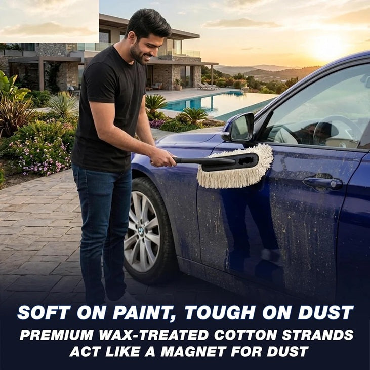 Essentials Car Duster With Microfibre Cloth for Enhanced Dust Removal
