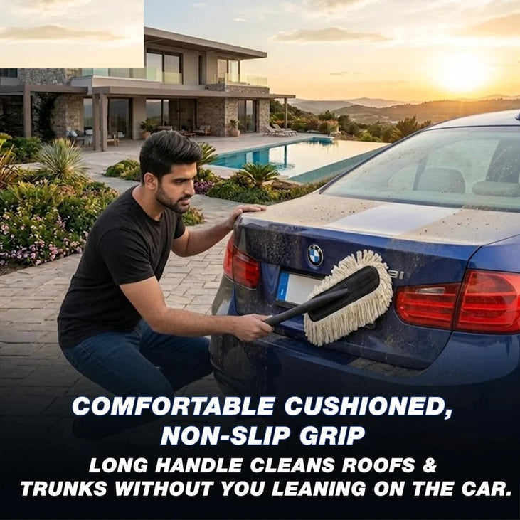Essentials Car Duster With Microfibre Cloth for Enhanced Dust Removal